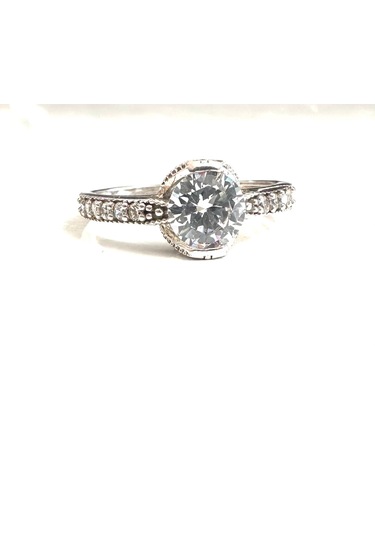 Parlak Yüzük Gümüş Alyans Zirkon Taşlı 925 Ayar