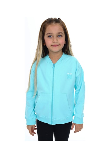 Toontoy Kız Çocuk Baskılı Hırka Su Yeşili