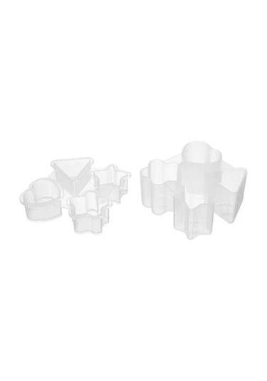 Kangvka Plastik Züccaciye Seti - Kaliteli Yemek Dereceli Malzeme İle 4 Farklı Şekil Kalp, Çiçek, Üçgen, Yıldız İle Pratik Sushi Ve Onigiri Yapımı Şeffaf - Beyaz