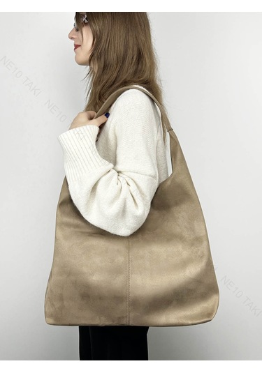 Kadın Çantası, Süet, Salaş Model, Vizon Renk, Model 78 Vizon