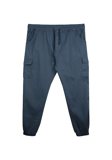 Kargo Cepli Büyük Beden Likralı Jogger Pantolon Petrol