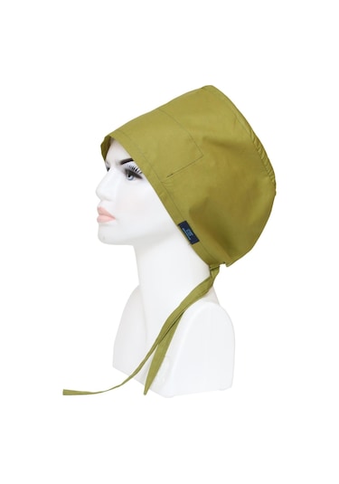 Tesettür Yağ Yeşili Tek Renk Cerrahi Bone Doktor Hemşire Sağlıkçı Bonesi Geniş Kesim