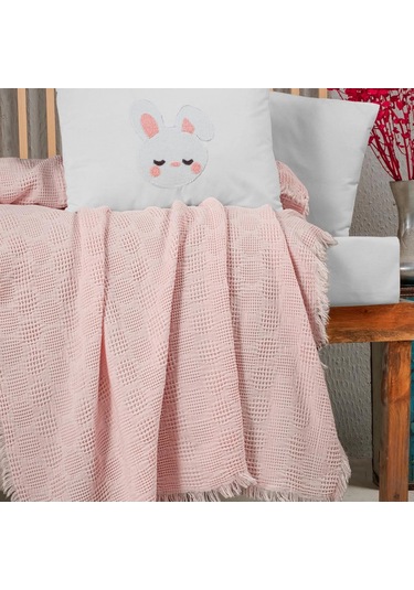 Kanz Bebek Waffle Müslin Nakışlı Pike Knz-021 Bunbun Bunbun