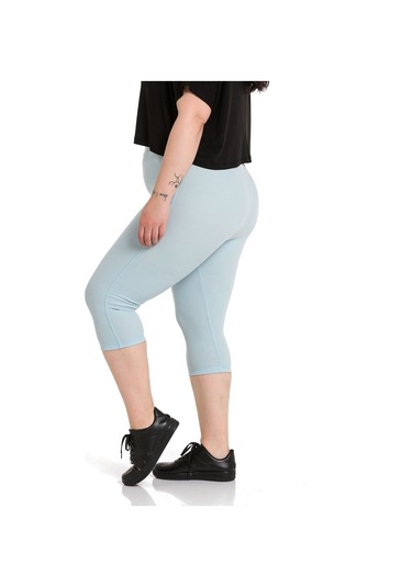 Büyük Beden Fitilli Karyoka Dikişli Diz Altı Bebe Mavi Tayt