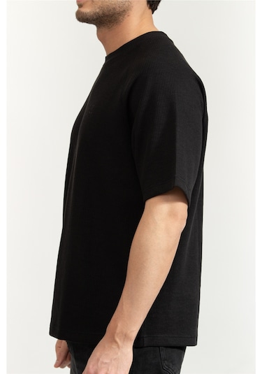 Cozy Flatback Rib Ss Relaxed Tee Erkek Bisiklet Yaka T-shirt Siyah