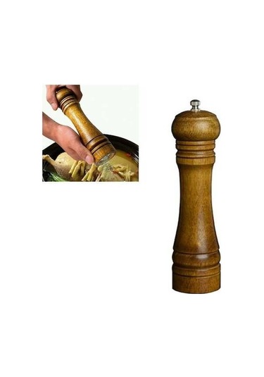 Pazly Ahşap Biber Baharat Değirmeni, 8 İnç, Tuz Öğütücü, Manüel, Mutfak Aksesuarı Ahşap