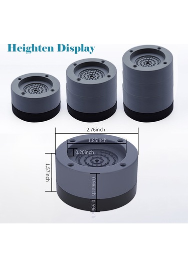 Fosenze 4 Adet Yüksekliği Artıran, Kaymayı Ve Titremeyi Önleyen Ev Aleti Paspası - Islaklıktan Koruma, Gürültüyü Azaltma, Gri Renk Gri