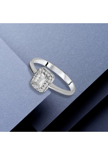 Pırlanta Modeli Baget Taşlı Gümüş Yüzük (518667506)