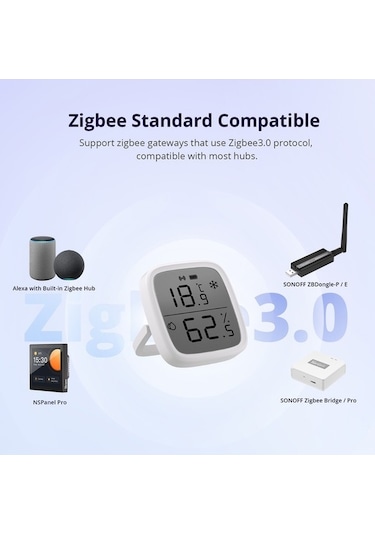 Pazly Sonoff Snzb-02d 2,5 İnç Lcd Akıllı Sensör Gerçek Zamanlı İzleme Bağlantısı