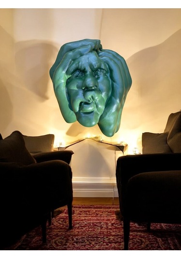 Soyut 3d Yüz Heykeli Modern Duvar Dekoru Çağdaş Yüz Formlu Duvar Heykeli 50x39 Cm Dev Heykel