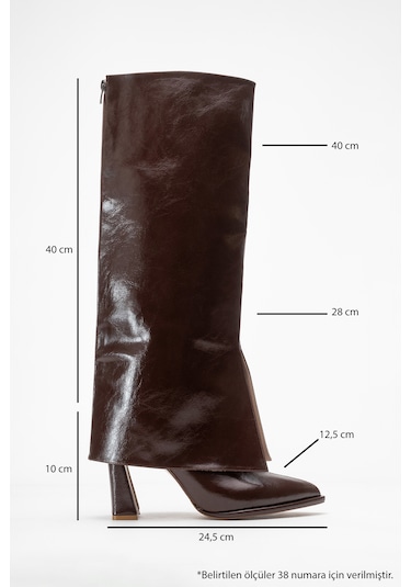 Aja Kahverengi Kadın Kalın Topuklu Çizme Olabilen Bot Kahve