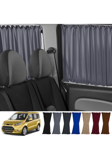 Pandami Ford Connect 1.nesil 2002-2013 Uyumlu Gri Raylı Oto Perde Takımı