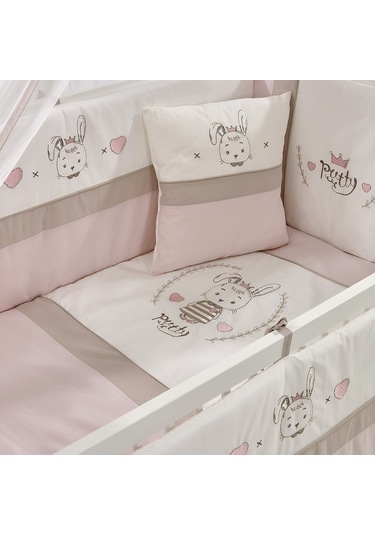 Meltem Kids Kral Sallanır Ahşap Anne Yanı Beşik 60 x 120 CM Beyaz - Pretty Pembe