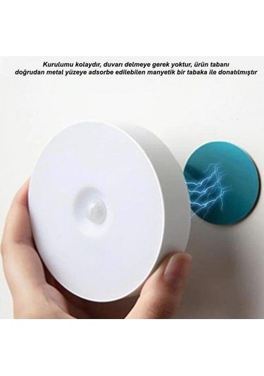 Usb Şarjlı Pır Hareket Sensörlü Gece Lambası Magnet Mıknatıslı 4000k-gün Işığı-2adet Beyaz