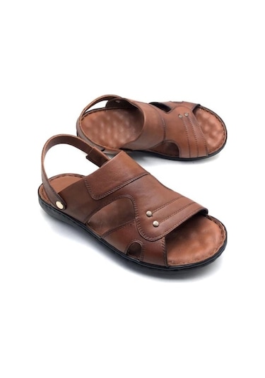 Umut Deri Büyük Numara Ortopedik Masajlı Sandalet (485690994)