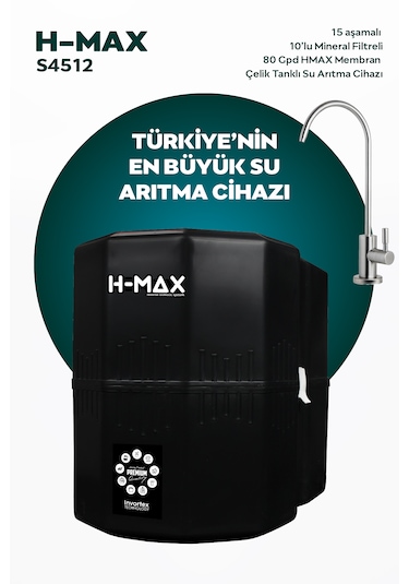 12 L Çelik Tank 15 Aşama Multi Mineral Su Arıtma Cihazı Hmaxs4512