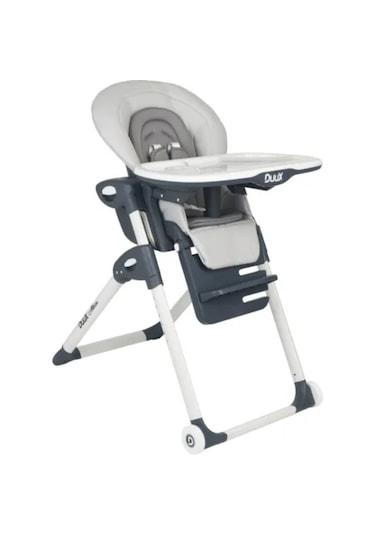 Duux Alkon Yatarlı Portatif Katlanabilen Yükseklik Ayarlı Mama Sandalyesi Gri