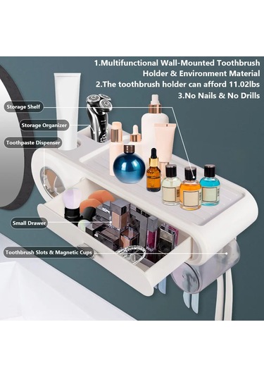 1 Adet Diş Fırçası Tutucu Duvara Monte 3 Bardak Diş Fırçası Tutucu Duvara Monte White Amerika Birleşik Devletleri Beyaz