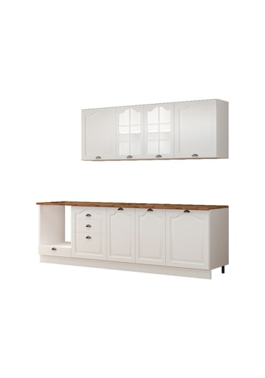 270 Cm Greena White Tezgahlı %100 Mdf Hazır Mutfak Dolabı Beyaz