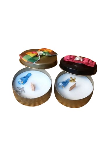 Uretti - Ayşe 7362 9741 El Yapımı 2'li Yağmur Ormanları Ve Vanilya Kokulu Metal Kutuda Mum - 3 X 7 Cm Beyaz