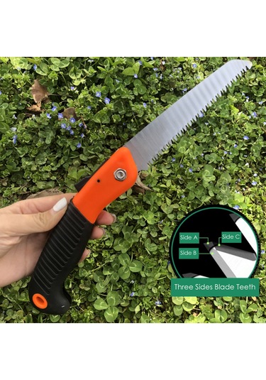 Springsun Katlanır Bahçe Budama Testeresi - Ergonomik Kaymaz Saplı El Tipi Hafif Ağaç Kesme Aleti