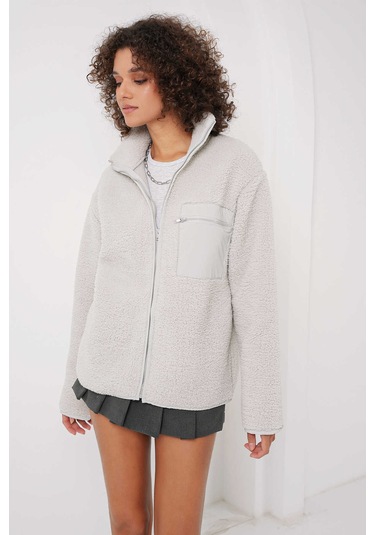 Gabria Fermuarlı Tek Cep Hırka Taş