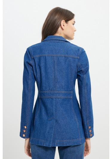Regular Fit Normal Kesim %100 Pamuk Lacivert Jean Denim Ceket Çok Renkli
