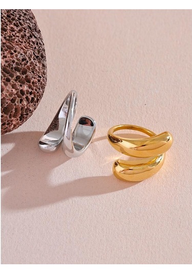 Altın Eetit Chic Benzersiz Paslanmaz Çelik Sıradışı Yüzük Suya Dayanıklı 18k Pvd Kaplama Basit Şık Metal Moda Takı Bijoux Hediye Altın