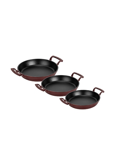 Lava Döküm Bordo 3 Lü Sahan Seti 16-20-24 Cm Şef Kalitesinde Lezzet Ve Şıklık Bir Arada-bordo Çok Renkli