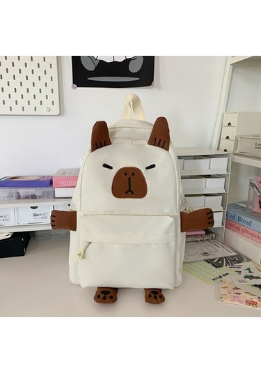 Novahub Sevimli Öğrenciler Ergonomik Büyük Kapasiteli Çok Yönlü Beyaz Sırt Çantası Beyaz