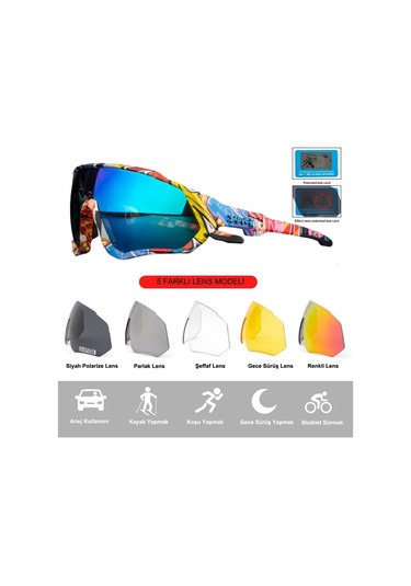 Kapvoe Hurricane Değişebilir 5 Lens Mtb Polarize Bisiklet Spor Da