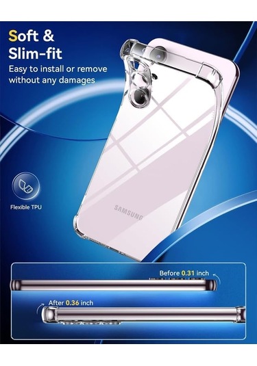 Galaxy S23 Fe Şeffaf Silikon Kılıf Antishock Köşeli Kamera Koruma