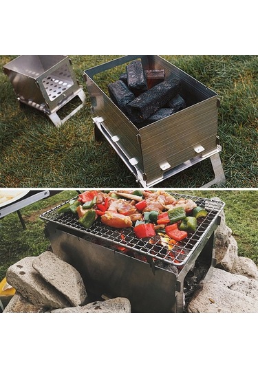 Tongxida Stainless Steel Çıkabilir Kamp Mangalı, Hafif Taşınabilir, 3-5 Kişilik, Kolay Temizlenebilen, Outdoor Piknik İçin Ağı Çok Renkli