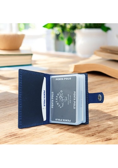 Cronder Hakiki Deri Şeffaf Bölmeli Kartlık Cüzdan