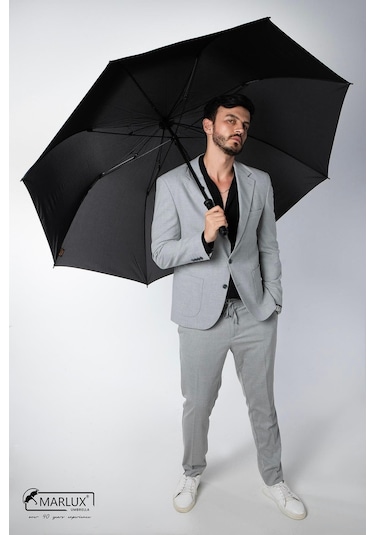 8 Telli Büyük Boy Manuel Protokol Kamp Ve Plaj Şemsiyesi Siyah Demir Ayaklı Askılı Taşıma Çan Siyah