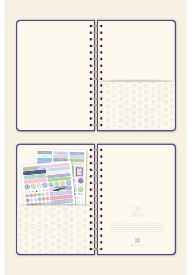 A5 Spiralli Sert Kapak Keten Düz Çizgisiz Tarihsiz Not Defteri Lila Lila