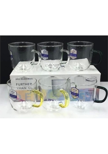İpek Gpzb105 Renkli Kulplu Cam Kupa 450 Cc 6 Lı