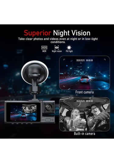 Dashanshop Bcuoz Hd 1080p Çift Lens Araç Kamerası 170 Gece Görüşü G-sensor Hareket Algılama