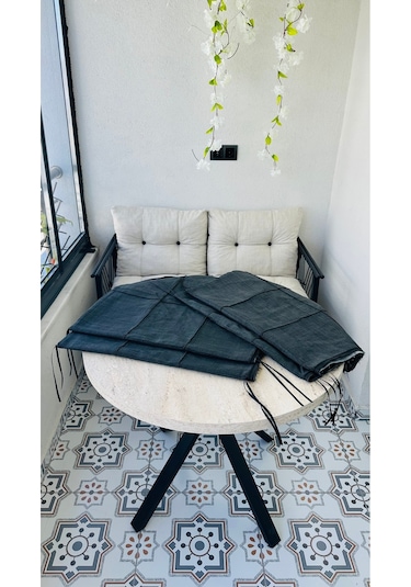 Bahçe Balkon Takımı Minder Kılıf Takımı 4 Adet Antrasit