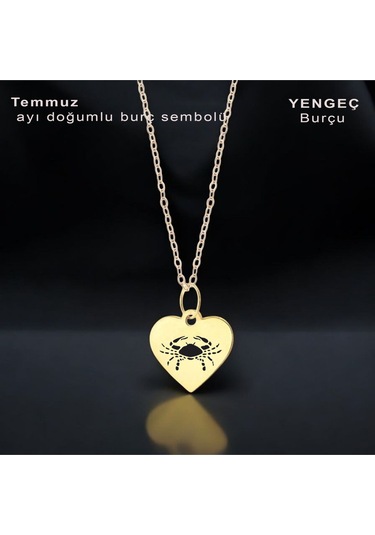 Yengeç Burçlarına Zincirli 14 Ayar Altın Plakalı Kalp Motifli Hediyelik Kolye-352burç Yengeç Yengeç Burçlarına Zincirli 14 Ayar Altın Plakalı Kalp Motifli Hediyelik Kolye-352burç Yengeç