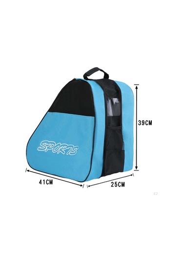 Mavi Tekerlekli Paten Çantası, Buz Pateni Çantaları Nefes Alabilir Paten Büyük Kapasiteli Dörtlüye Uygun Mavi