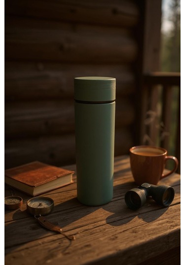 Frefly Store Vvakumlu Sıcak Soğuk Süt Kahve Su 500ml Termos Açık Yeşil