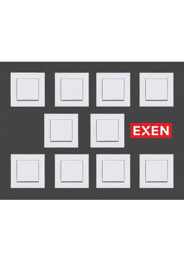 Exen Karell Beyaz Anahtar Çerçeveli 10 Adet