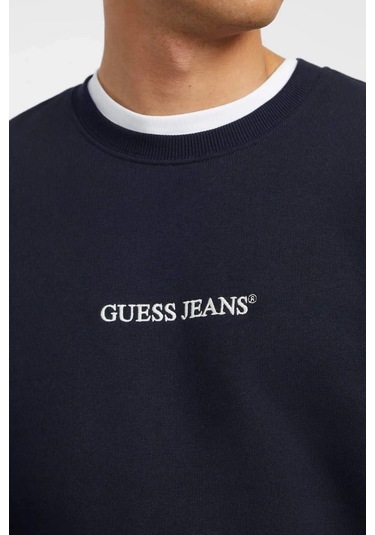 Guess Erkek Gj Cn Önde Logo Sweatshirt - Lacivert Lacivert