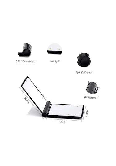 Techtic Katlanır Mini Işıklı Makyaj Aynası Pembe