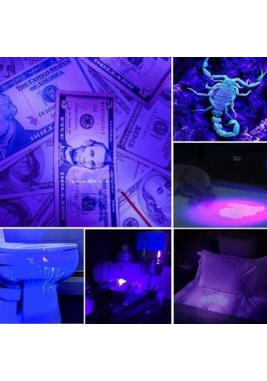 Ultra Violet Led El Feneri Blacklight Işık 395/365nm Muayene Lambası Meşale Işığı Uv Lamba Zumlanabilir 3 Modu Ultraviyole Lamba 365nm Uv Torch Siyah