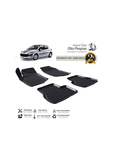 3d Paspas Siyah Peugeot 207 2006--2013