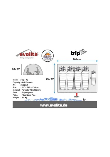 Evolite Trip Xl Monodome 4+1 Kişilik Kamp Çadırı Renkli
