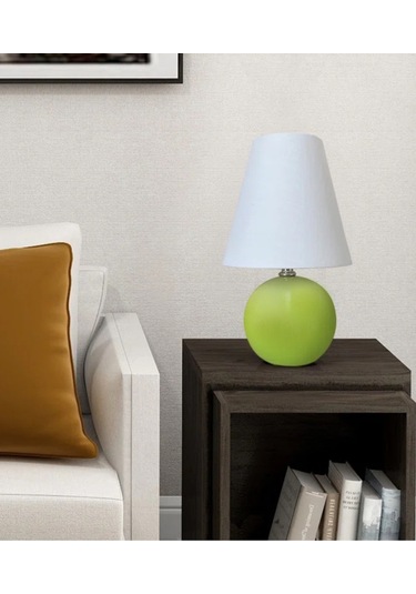 Modern Tasarım Dennis Abajur Krem Şapka Parlak Yeşil Gövde Yeşil