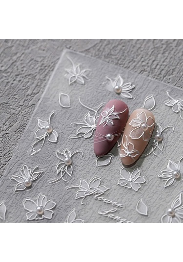 3d Kabartmalı Beyaz Çiçek Tırnak Sanatı Çıkartmaları Kendinden Yapışkanlı 5d Tırnak Aksesuarları Tırnak Sanatı Tasarım Dekorasyon Aksesuarları 1 Sayfa